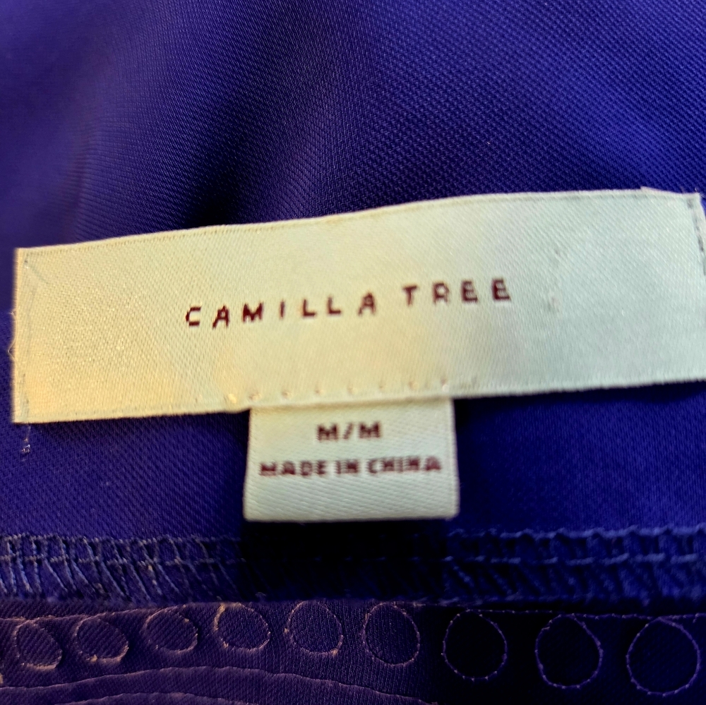 Camilla Tree Royal Blue Shift Dress with White Embroidered Trim, Size Medium - Picture 8 of 9